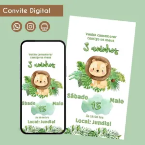 Convite Digital Leãozinho Personalizado para Aniversário 13 convite digital leaozinho personalizado para aniversario