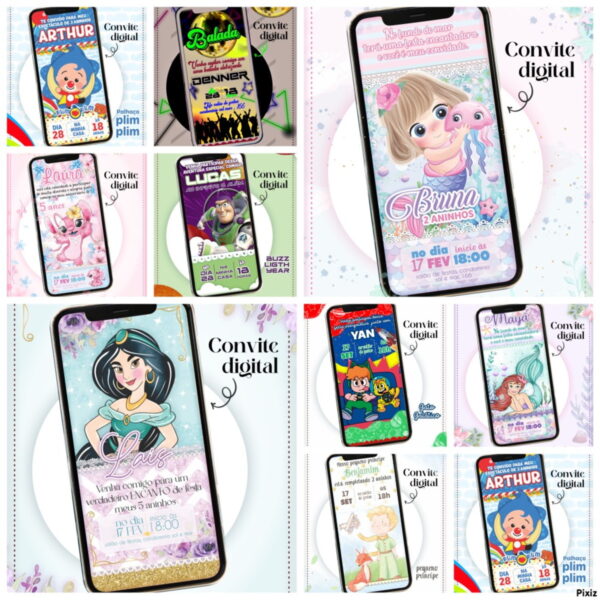 Convites Digitais Infantil - Arquivo Digital