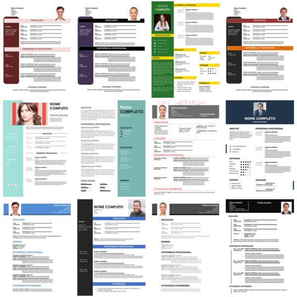 Currículos Profissionais Editáveis no Word - 100 Modelos
