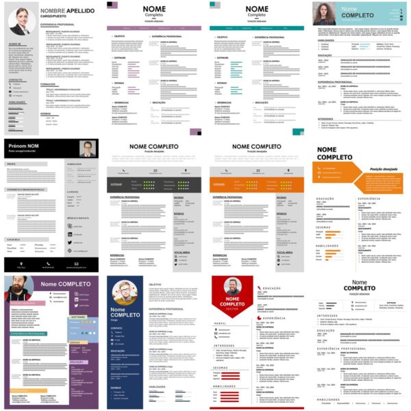 Currículos Profissionais Editáveis no Word - 100 Modelos