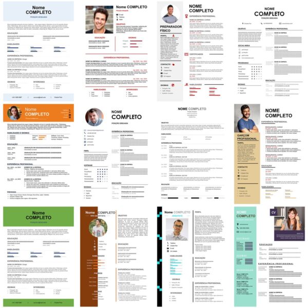 Currículos Profissionais Editáveis no Word - 100 Modelos
