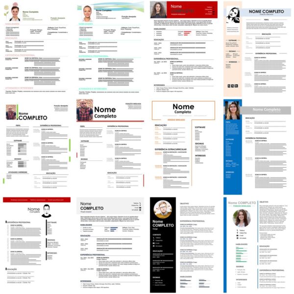 Currículos Profissionais Editáveis no Word - 100 Modelos