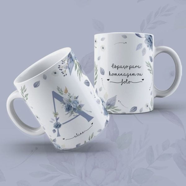 Artes Caneca Dia Da Mulher Alfabeto Floral Sublimação Png - Imagem 5