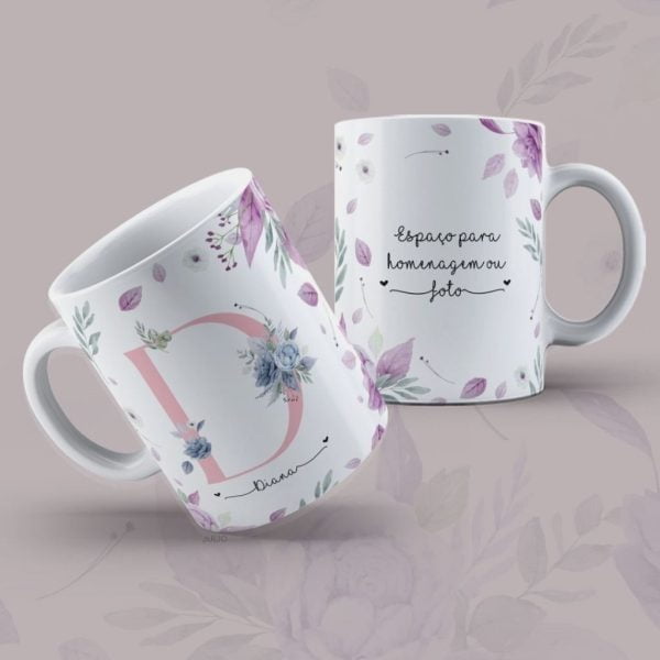 Artes Caneca Dia Da Mulher Alfabeto Floral Sublimação Png - Imagem 9