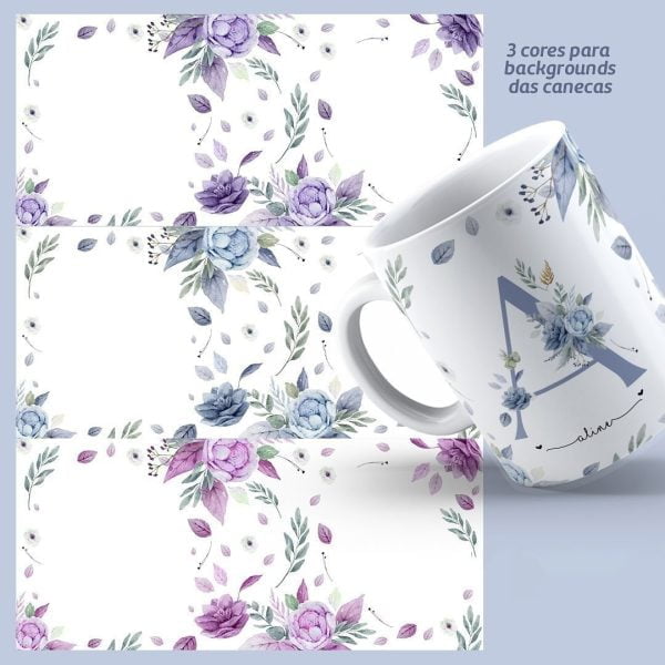 Artes Caneca Dia Da Mulher Alfabeto Floral Sublimação Png - Imagem 7