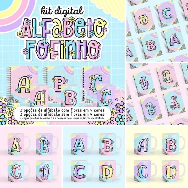 Kit Digital Alfabeto Fofinho Personalizados Em Png