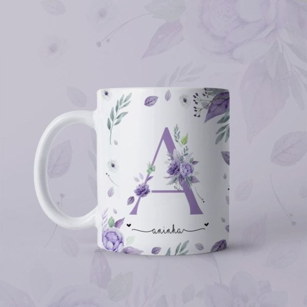 Artes Caneca Dia Da Mulher Alfabeto Floral Sublimação Png - Imagem 10