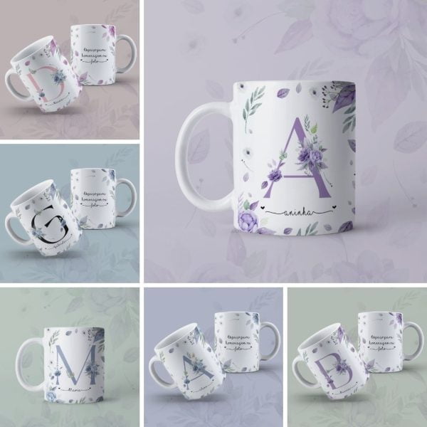 Artes Caneca Dia Da Mulher Alfabeto Floral Sublimação Png - Imagem 2