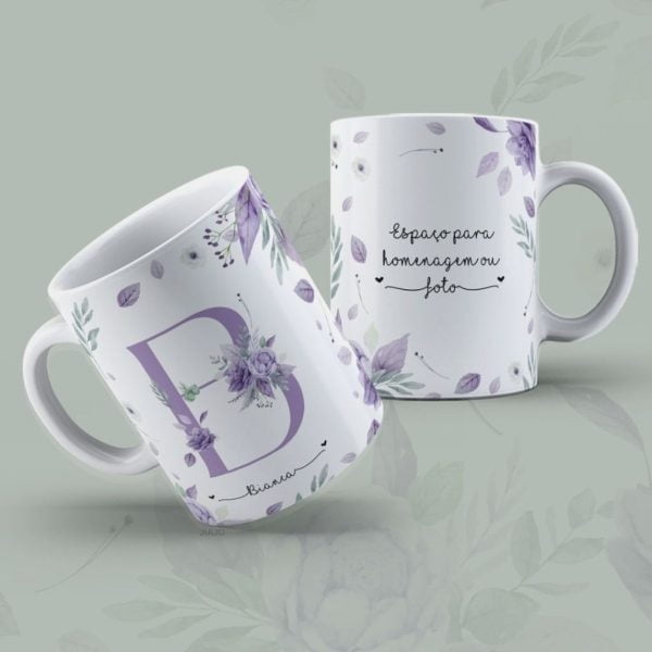 Artes Caneca Dia Da Mulher Alfabeto Floral Sublimação Png - Imagem 3