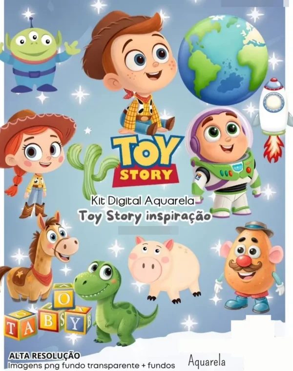 Decoração de Festa Infantil Toy Story em Aquarela PNG