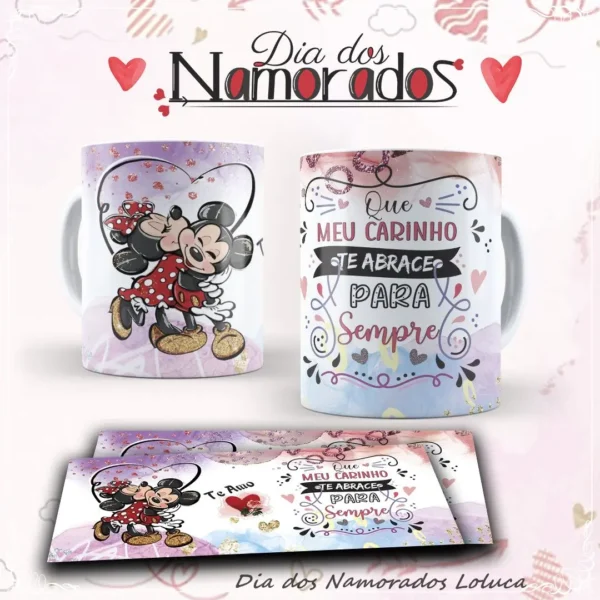 Desenhos Mickey e Minnie - Amor em Canecas, Corel Draw