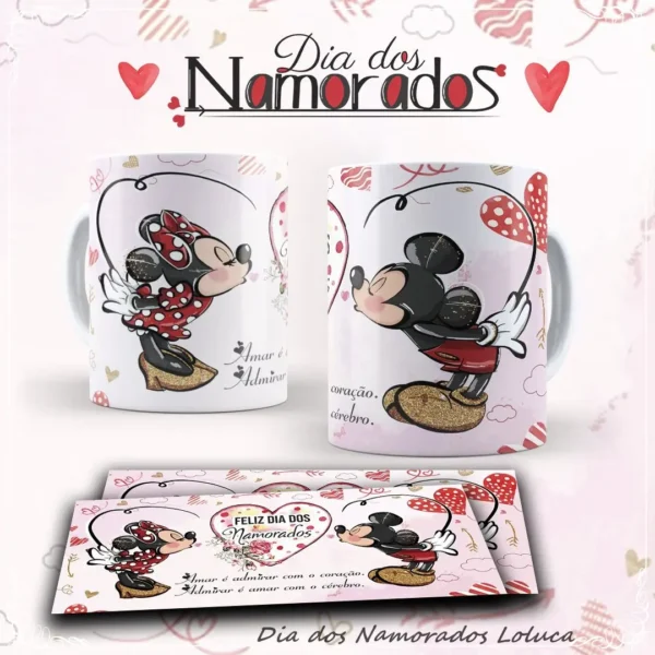 Desenhos Mickey e Minnie - Amor em Canecas, Corel Draw