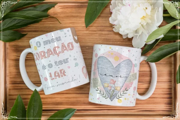 Designs Criativos em Corel para Canecas de Casais