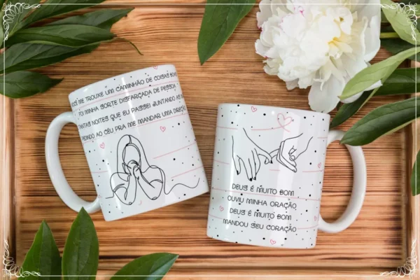 Designs Criativos em Corel para Canecas de Casais