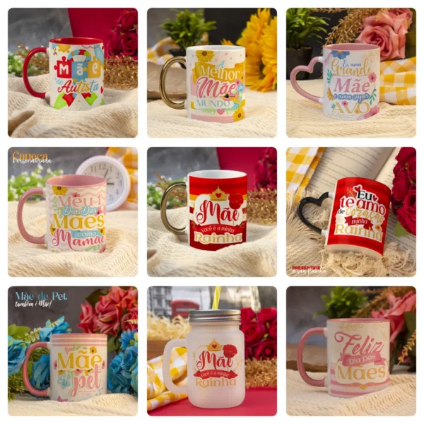 Designs Exclusivos para Canecas de Mãe - Baixe em JPG