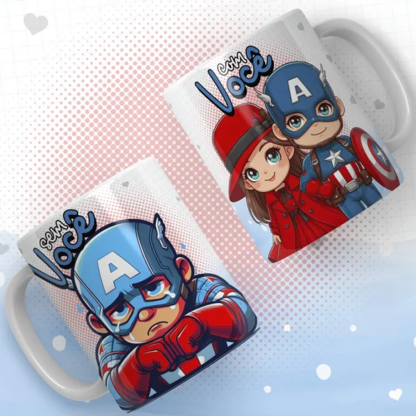 Designs Heróis Românticos para Sublimação em Canecas