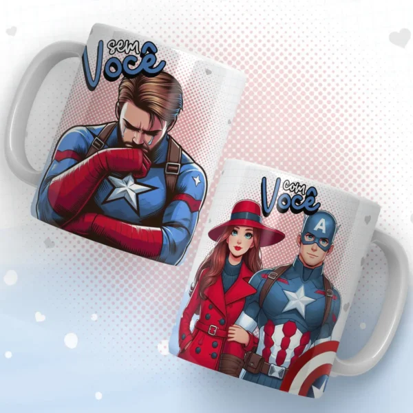 Designs Heróis Românticos para Sublimação em Canecas