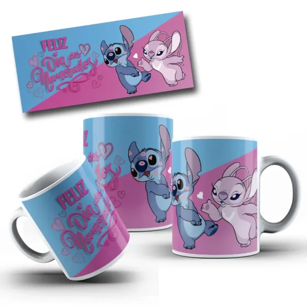 Designs para Sublimação de Canecas - Stitch & Angel