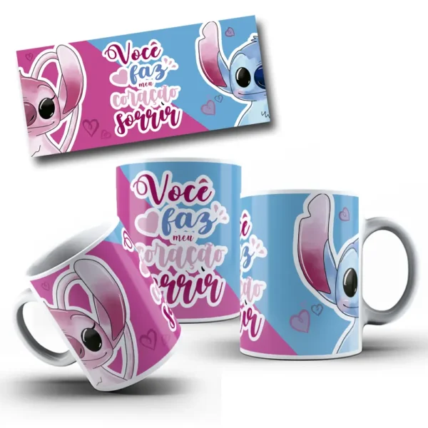 Designs para Sublimação de Canecas - Stitch & Angel