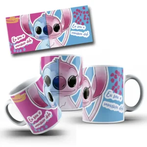 Designs para Sublimação de Canecas - Stitch & Angel
