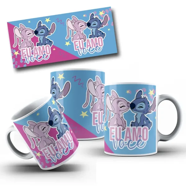 Designs para Sublimação de Canecas - Stitch & Angel