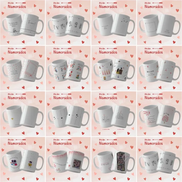 Designs Românticos para Sublimação de Canecas