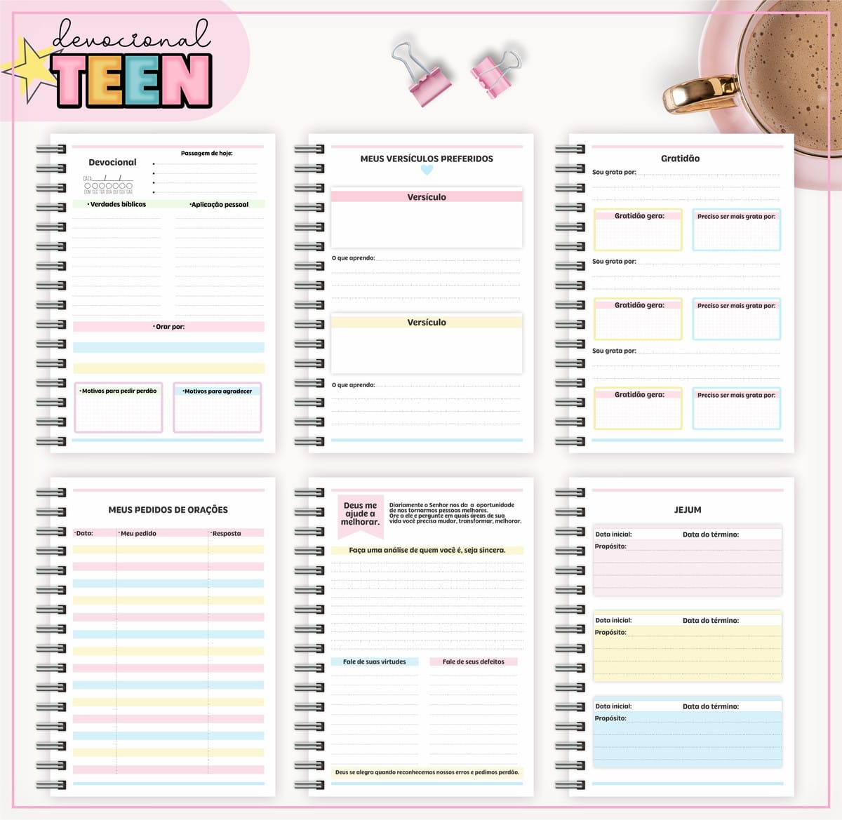 Kit Devocional Teen Menina Mod 03 para Imprimir 2 Kit Devocional Teen Menina Mod 03 para Imprimir - Imagem 2