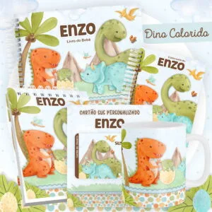 Encadernação Baby Dino Colorido - Arquivo Digital 10 Encadernação Baby Dino Colorido - Arquivo Digital