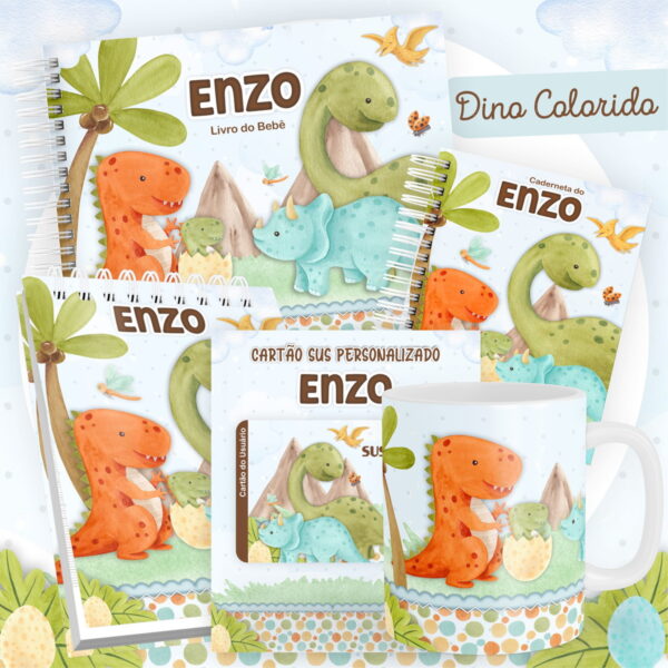 Encadernação Baby Dino Colorido - Arquivo Digital