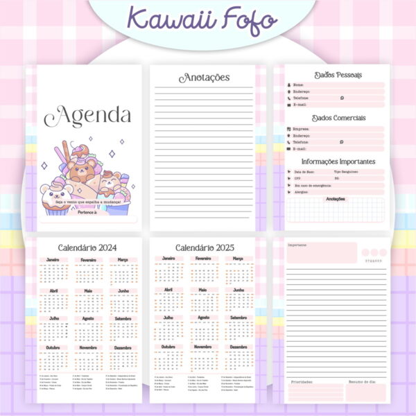 Encadernação Kawaii Fofo - Arquivo Digital