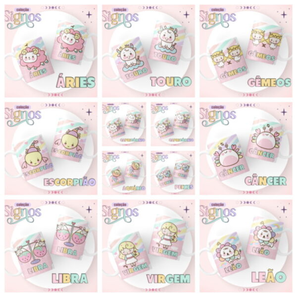Encadernação Signos Candy e Lilás - Arquivo Digital