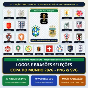 escudos selecoes copa 2026 kit digital png e vetor