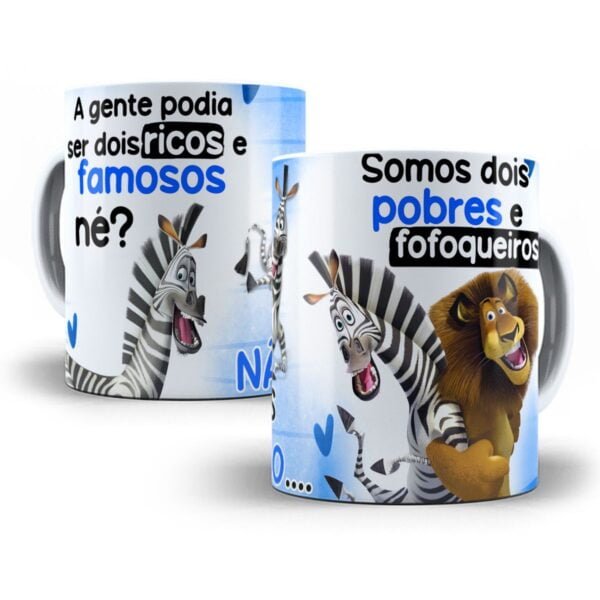 Estampa Caneca Amigos Pobres e Fofoqueiros Madagascar Png