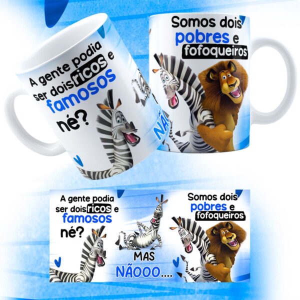 Estampa Caneca Amigos Pobres e Fofoqueiros Madagascar Png