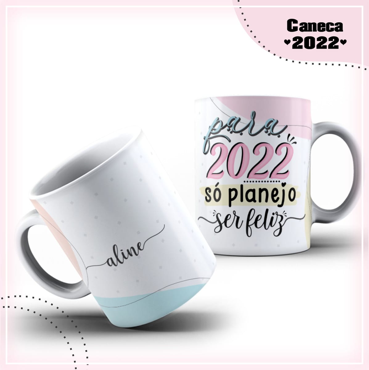 Estampa Caneca Ano Novo para Sublimação com 10 Artes 1 Estampa Caneca Ano Novo para Sublimação com 10 Artes