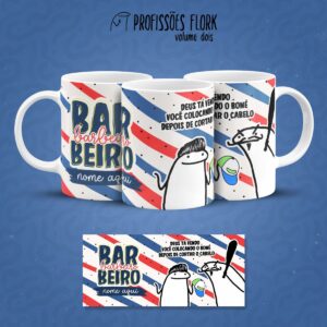 Estampa Caneca Barbeiro Profissões Flork Arquivo Jpg