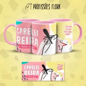 Estampa Caneca Cabeleireira Flork Frase Profissão em Jpg 6 Tres canecas personalizadas com estampa colorida e ilustracoes com texto em portugues.