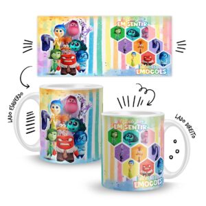 Estampa Caneca Divertida-Mente Emoções Coloridas Arquivo Jpg