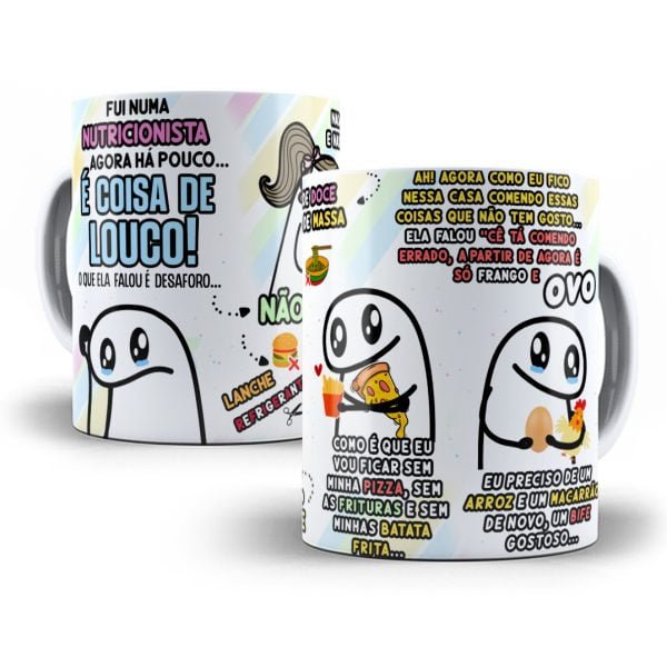 Estampa Caneca Flork Nutricionista Dieta É coisa de Louco