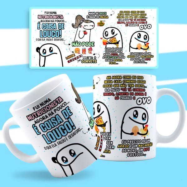 Estampa Caneca Flork Nutricionista Dieta É coisa de Louco