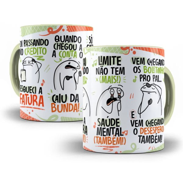 Estampa Caneca Fui Passando Crédito Esqueci a Fatura Laranja