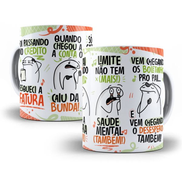 Estampa Caneca Fui Passando Crédito Esqueci a Fatura Laranja