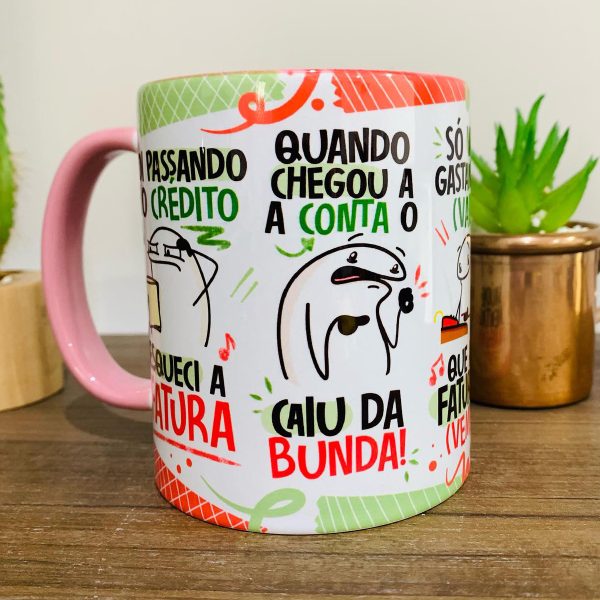 Estampa Caneca Fui Passando Crédito Esqueci a Fatura Laranja