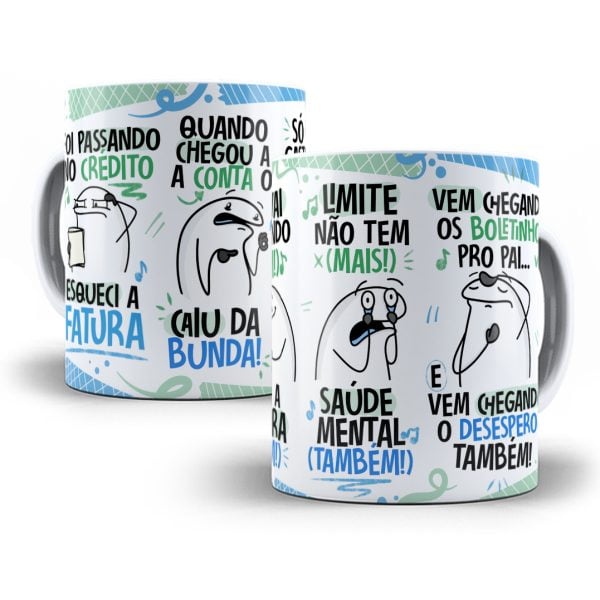 Estampa Caneca Fui Passando no Crédito Esqueci a Fatura Azul
