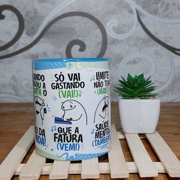 Estampa Caneca Fui Passando no Crédito Esqueci a Fatura Azul