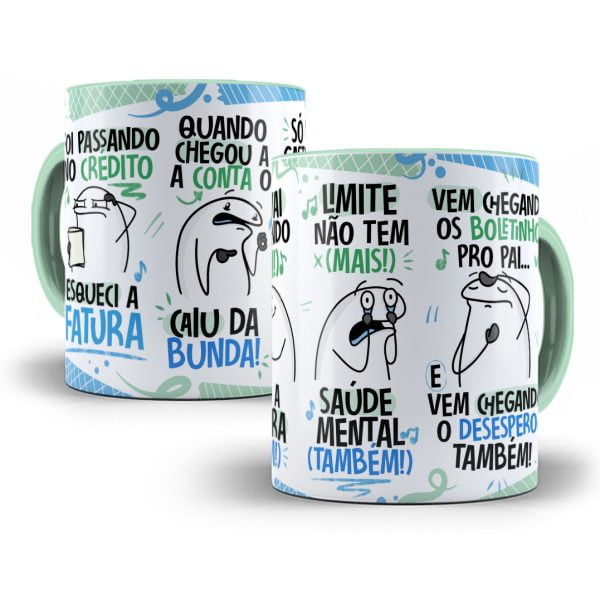 Estampa Caneca Fui Passando no Crédito Esqueci a Fatura Azul