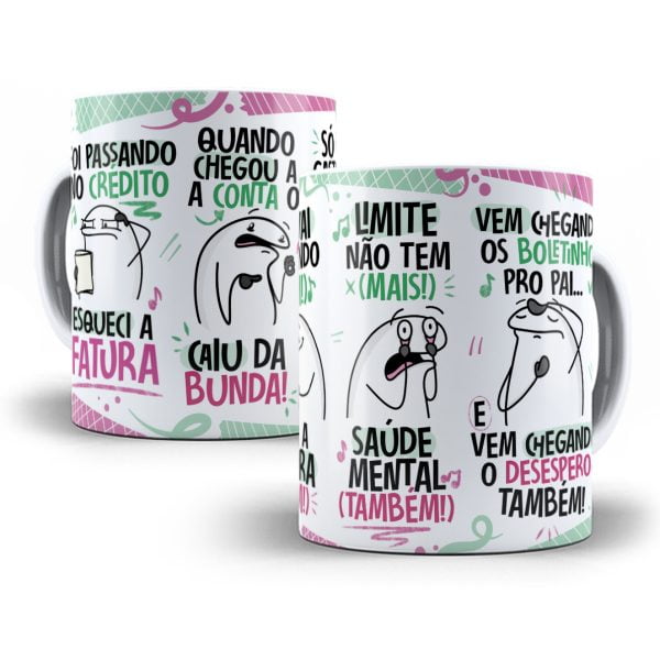 Estampa Caneca Fui Passando no Crédito Esqueci a Fatura Rosa