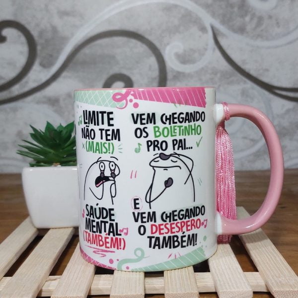 Estampa Caneca Fui Passando no Crédito Esqueci a Fatura Rosa