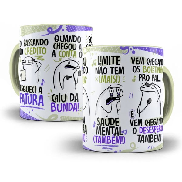 Estampa Caneca Fui Passando no Crédito Esqueci a Fatura Roxo