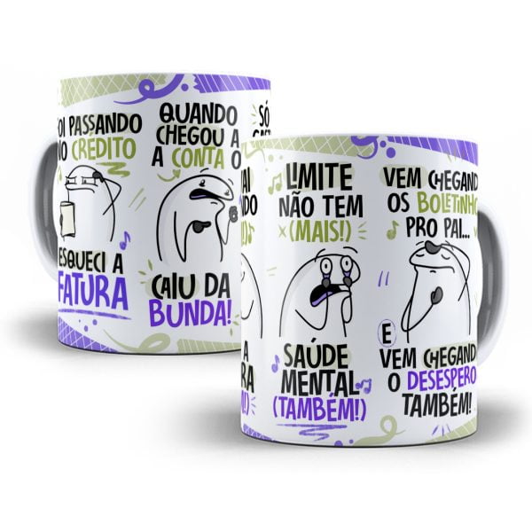 Estampa Caneca Fui Passando no Crédito Esqueci a Fatura Roxo